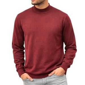 Pronto Uomo Sweater Mens L Burgundy Extra Fine Merino Wool Quiet Luxury Preppy